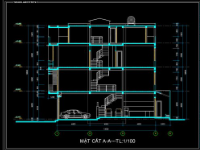 Bản vẽ cad nhà phố 4 tầng kích thước 4x18.5m